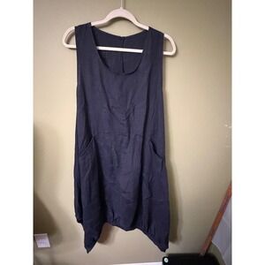 Baci Italy 100% Linen Bubble Lagenlook Dress Sleeveless Artsy Boho Beach Sz S